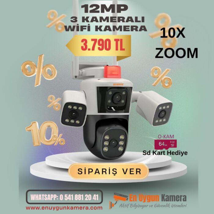 AVENİR AV-S312X 12 MP 3 LENSLİ 10X WİFİ KAMERA - Görsel 2