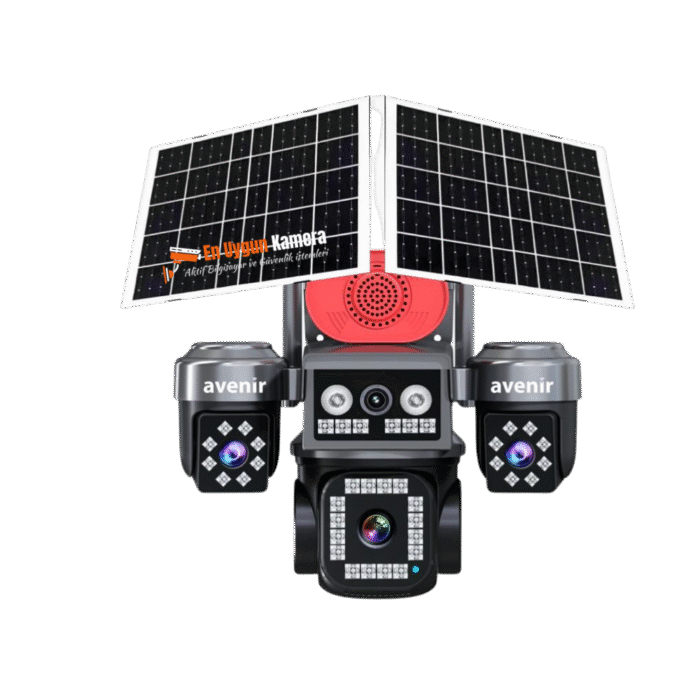 AVENİR AV-S445 4 LENS 8MP SOLAR 4G ÇİFT PANELLİ PTZ KAMERA - Görsel 1