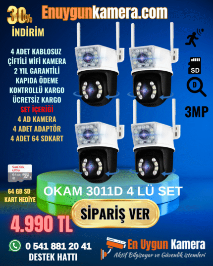 OKAM WİFİ ÇİFT KAMERALI 4 LÜ SET